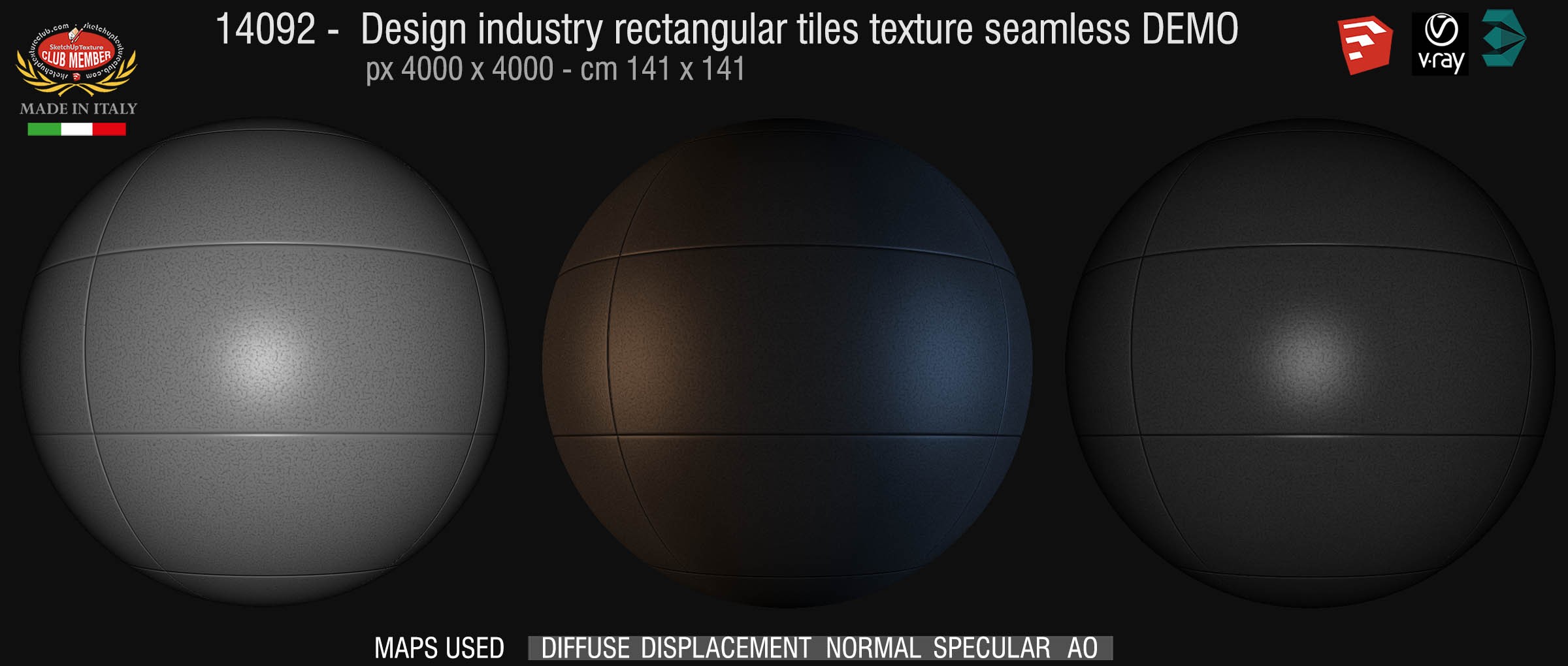 14092 Design industry rectangular tile texture seamless + maps DEMO