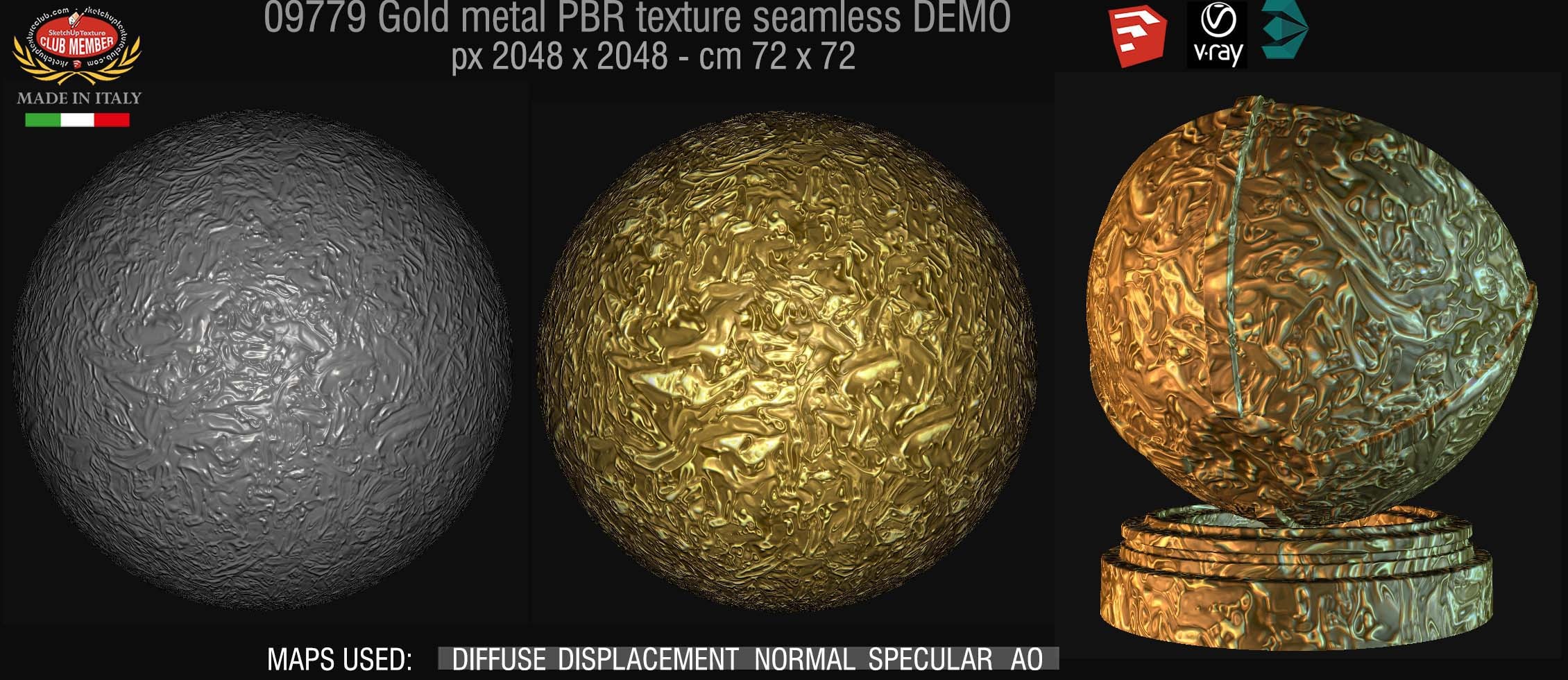 09779 Gold metal PBR texture seamless