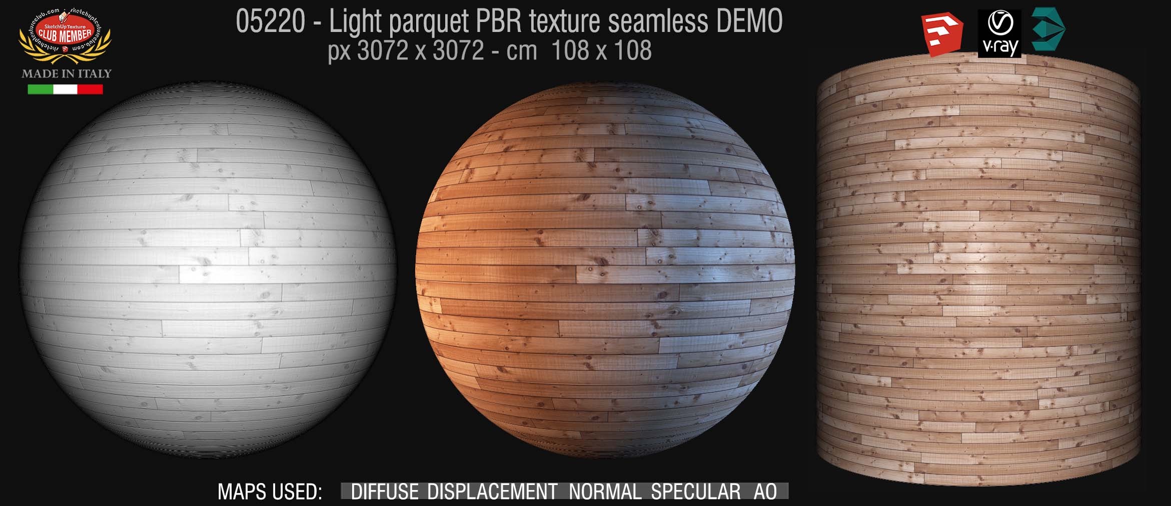 05220 Light parquet PBR texture seamless DEMO