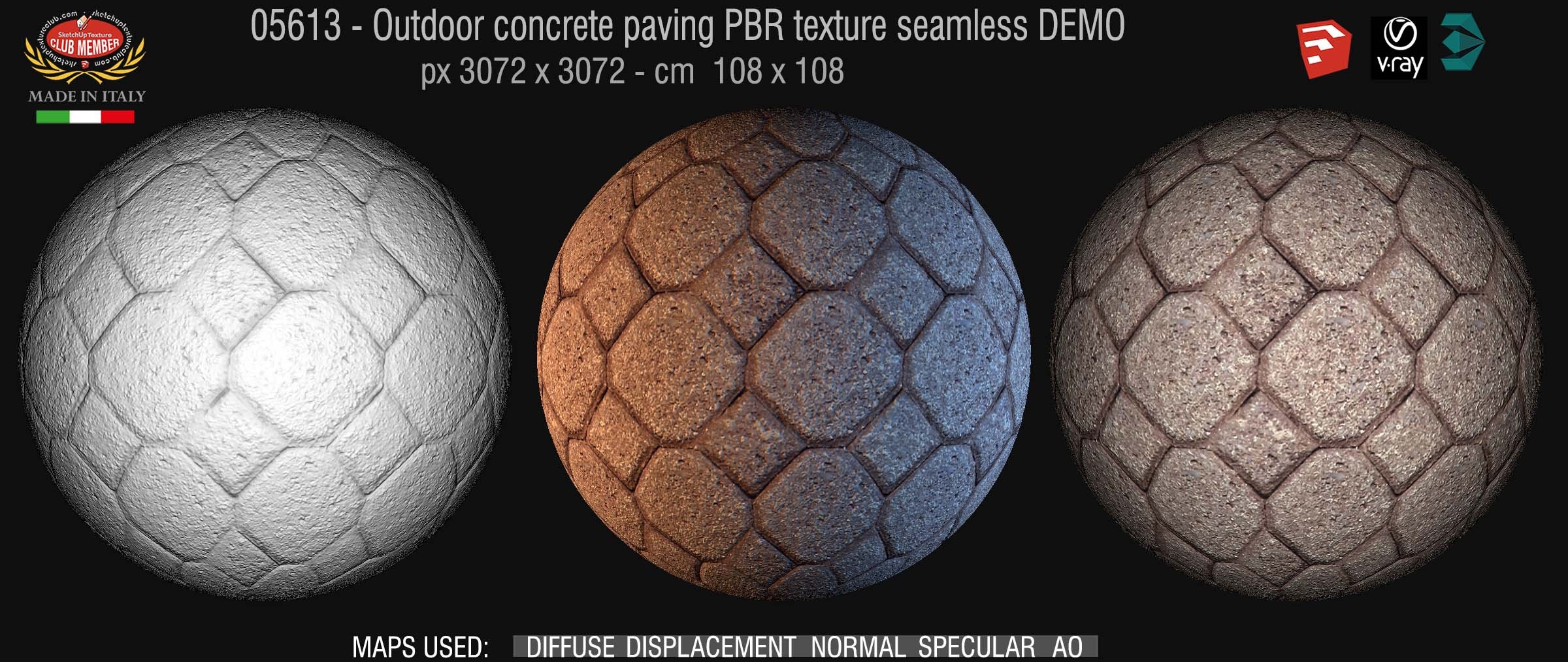 05613 Outdoor concrete paving PBR texture seamless DEMO