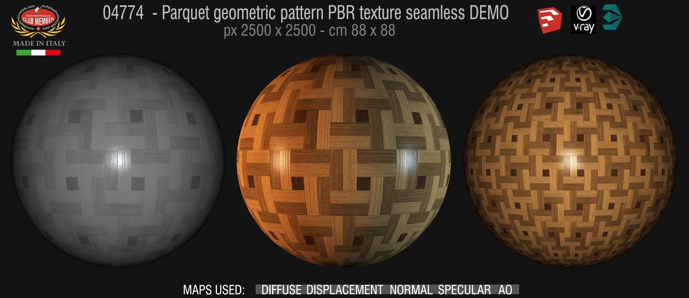 04774 Parquet geometric pattern PBR texture seamless DEMO