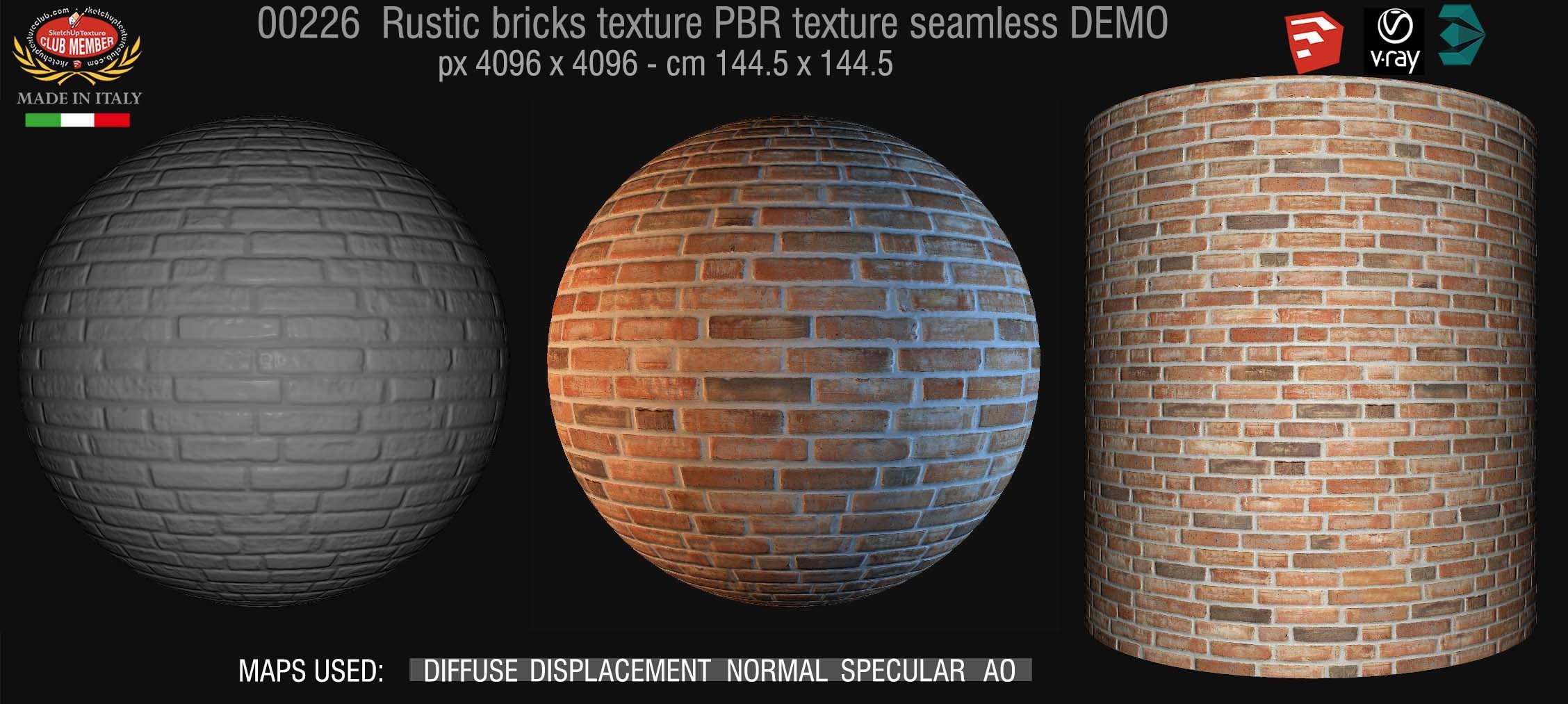 0026 Rustic bricks PBR texture seamless DEMO