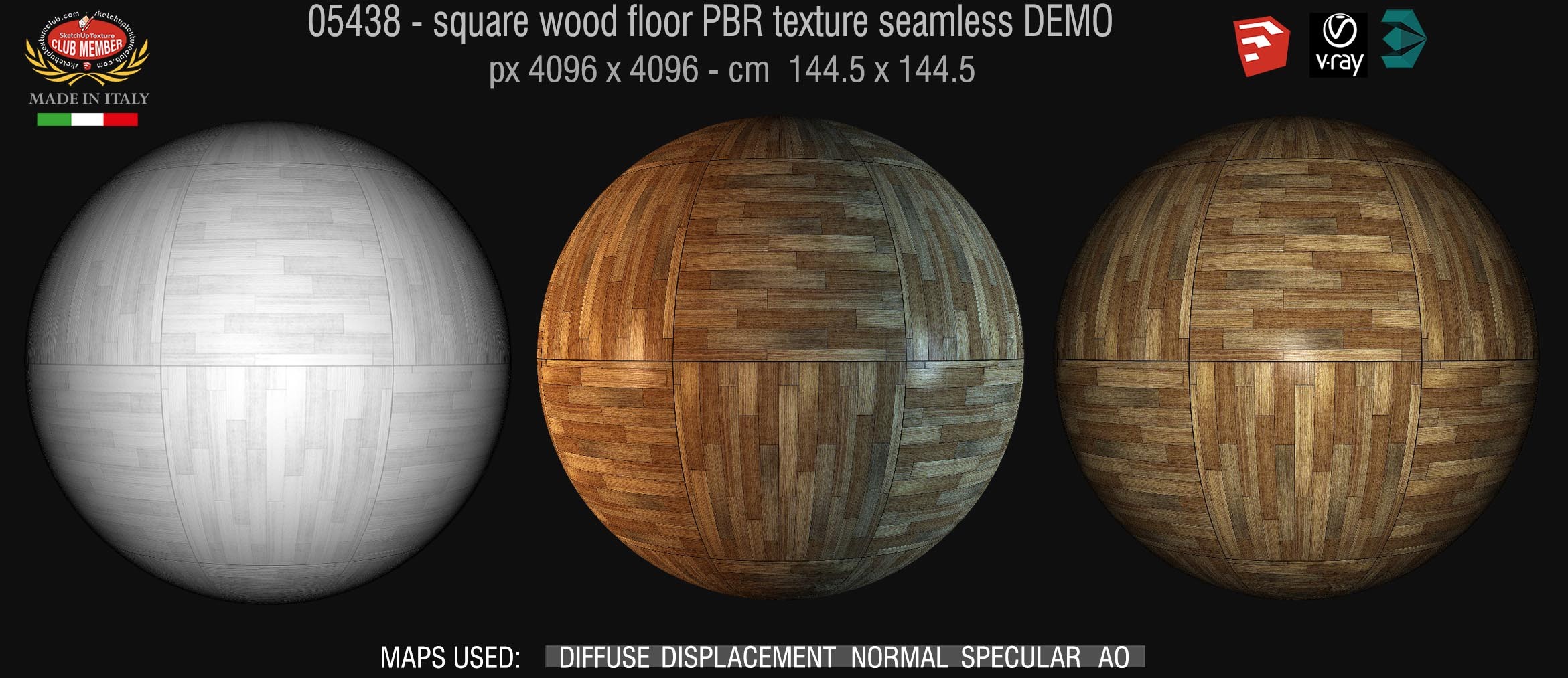 05438 Wood flooring square PBR texture seamless DEMO