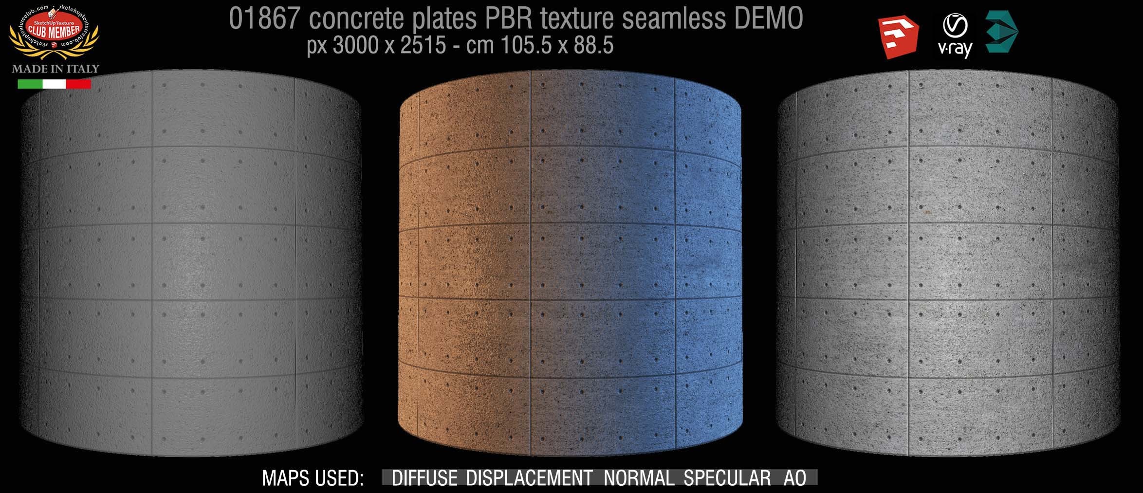 01867 Tadao Ando concrete plates PBR texture seamless DEMO