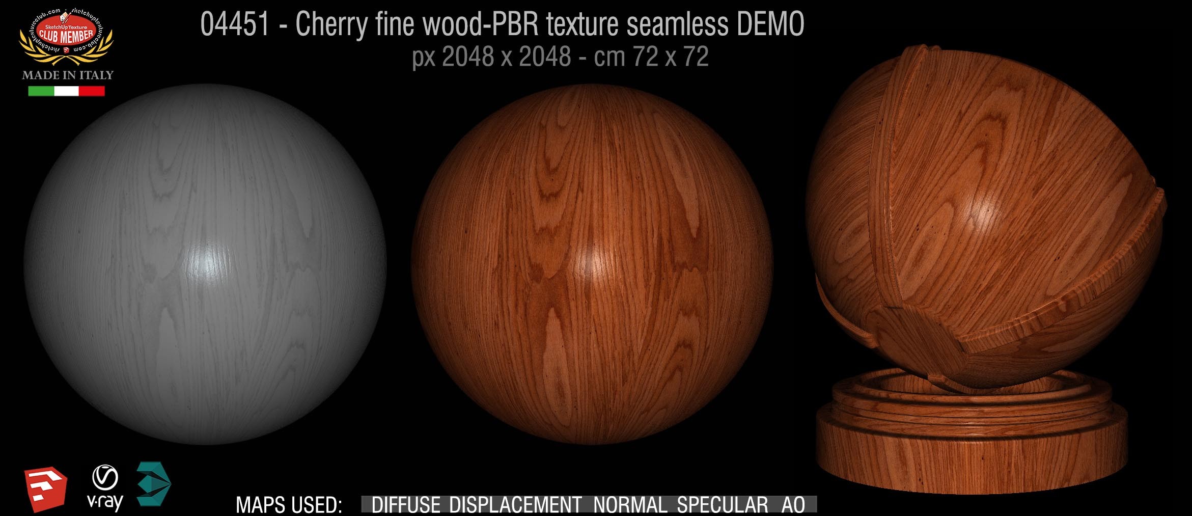 04451 Cherry fine wood-PBR texture seamless DEMO