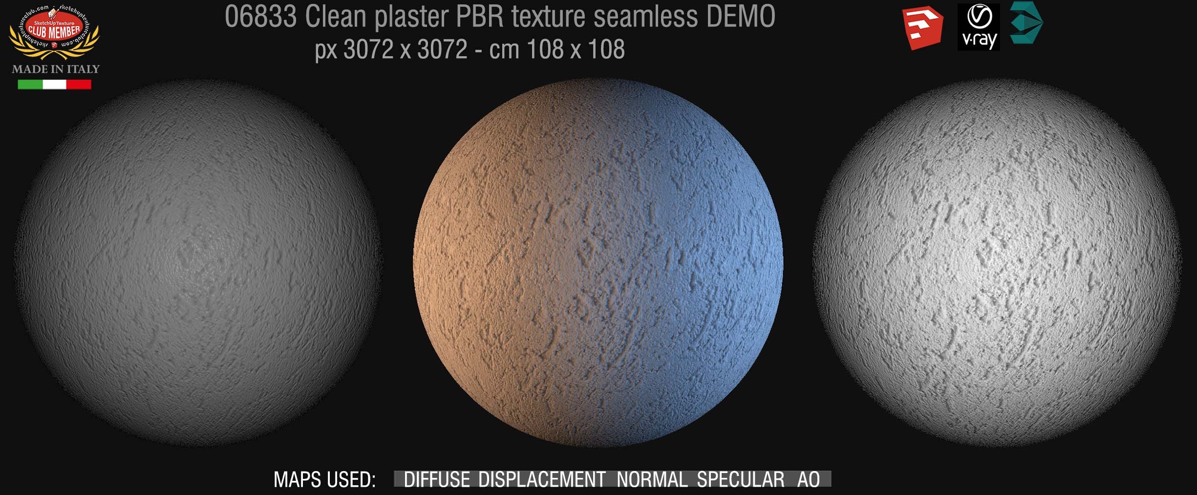 06833 clean plaster PBR texture seamless DEMO