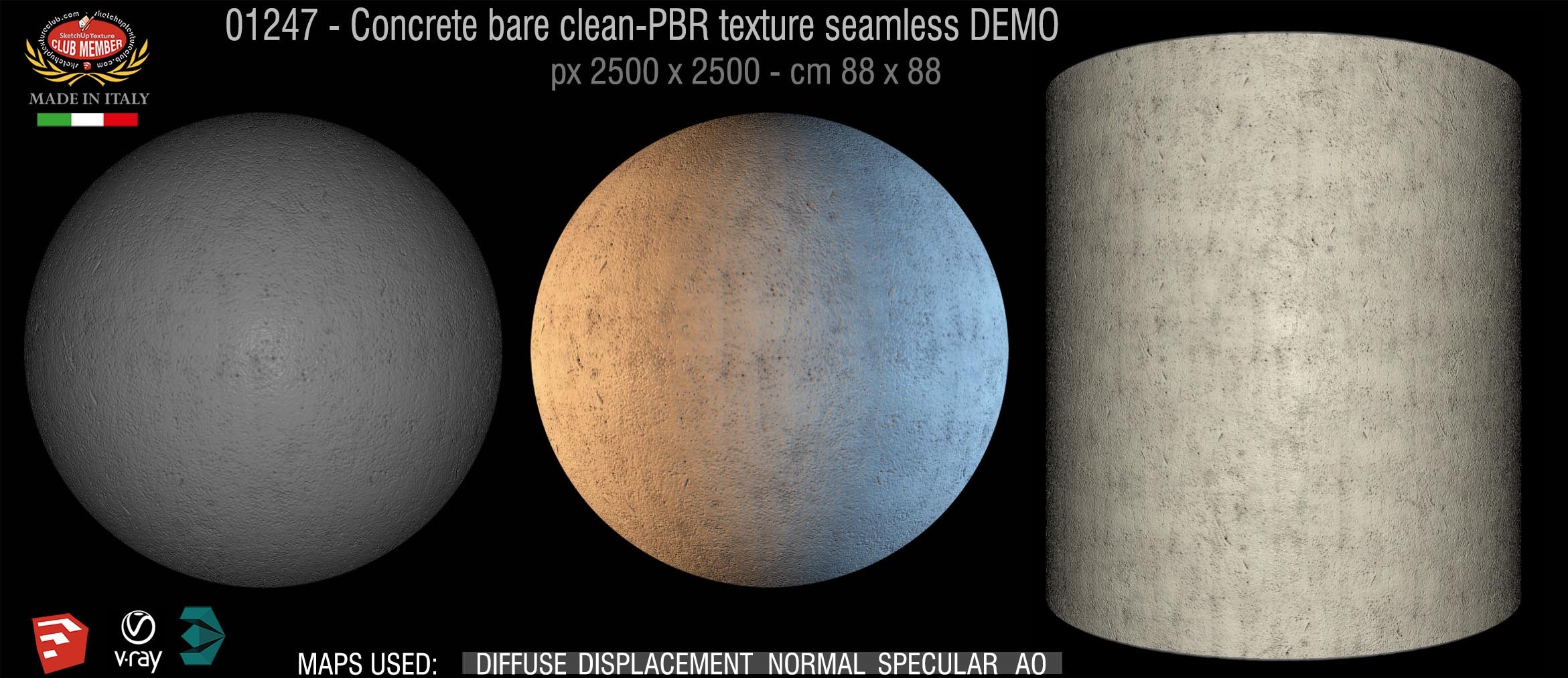 01247 Concrete bare clean-PBR texture seamless DEMO