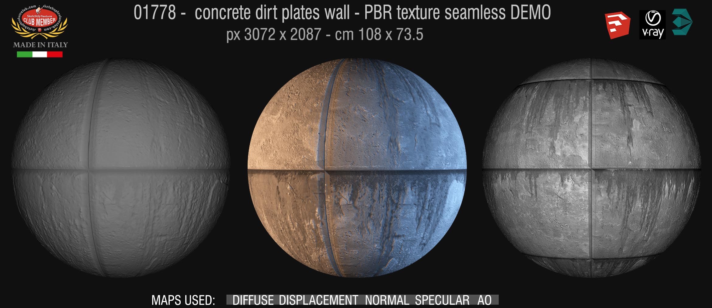 01778  concrete dirt plates wall PBR texture seamless DEMO