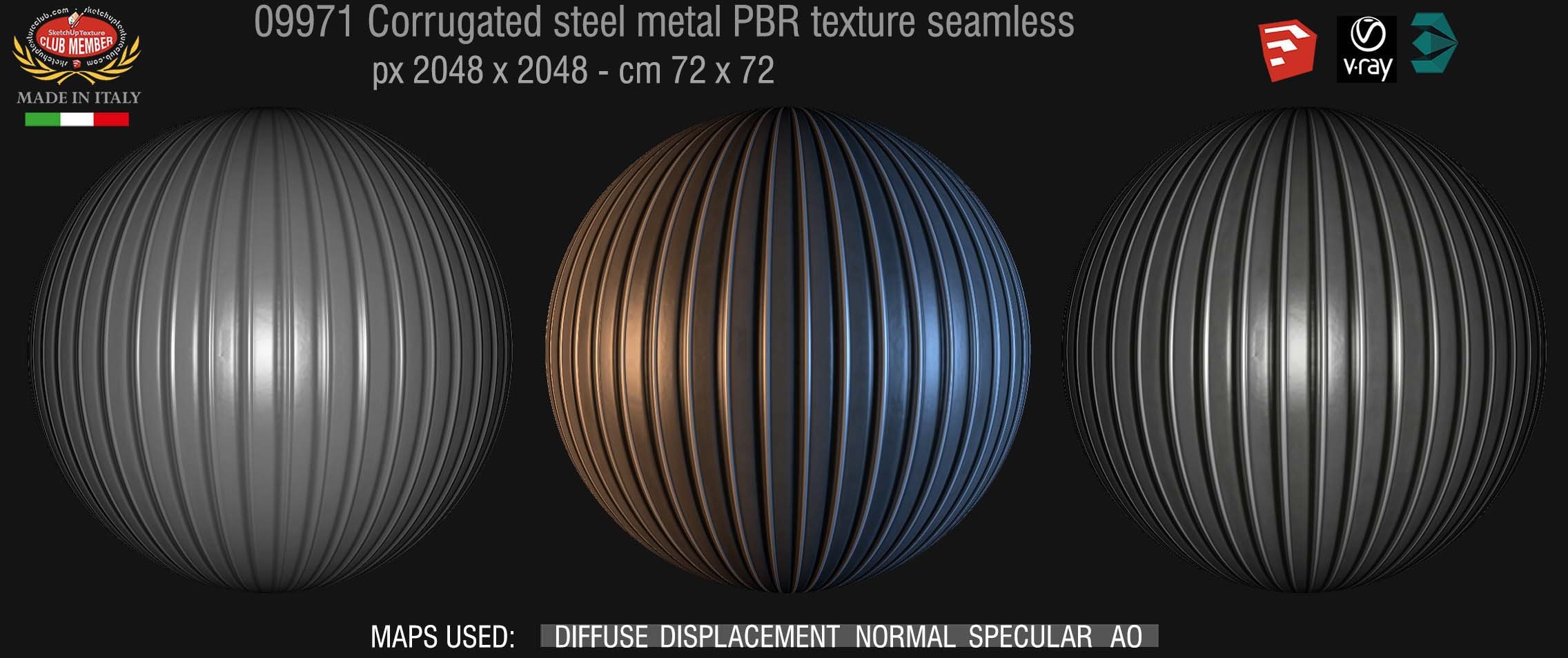 09971 Corrugated steel PBR texture seamless DEMO