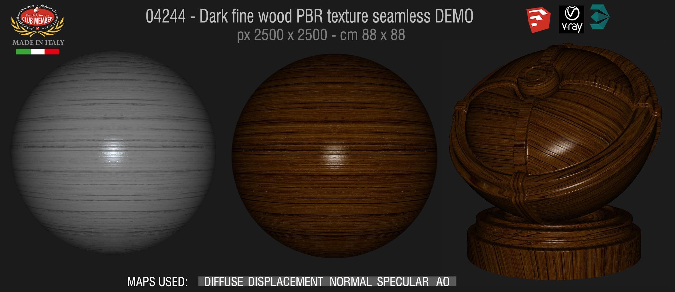 04244 Dark fine wood PBR texture seamless DEMO