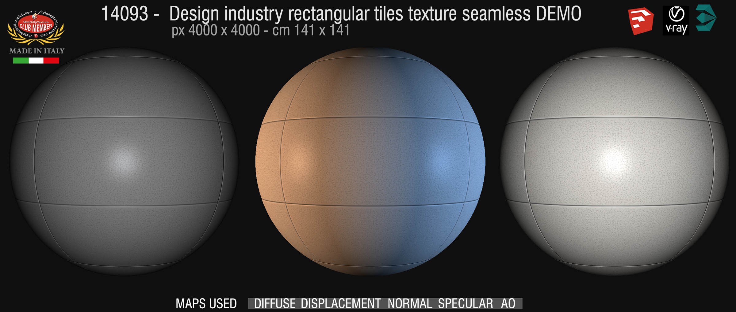 14093 Design industry rectangular tile texture seamless + maps DEMO