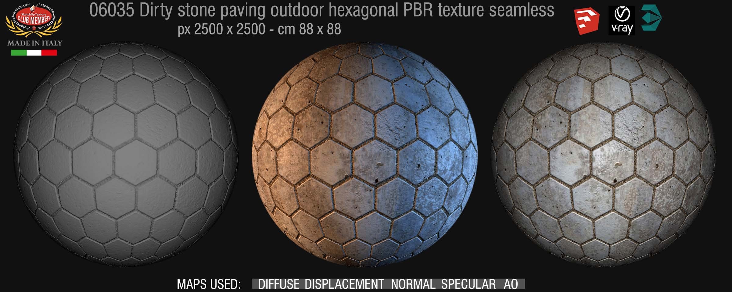 06035 Dirty stone paving outdoor hexagonal texture seamless DEMO