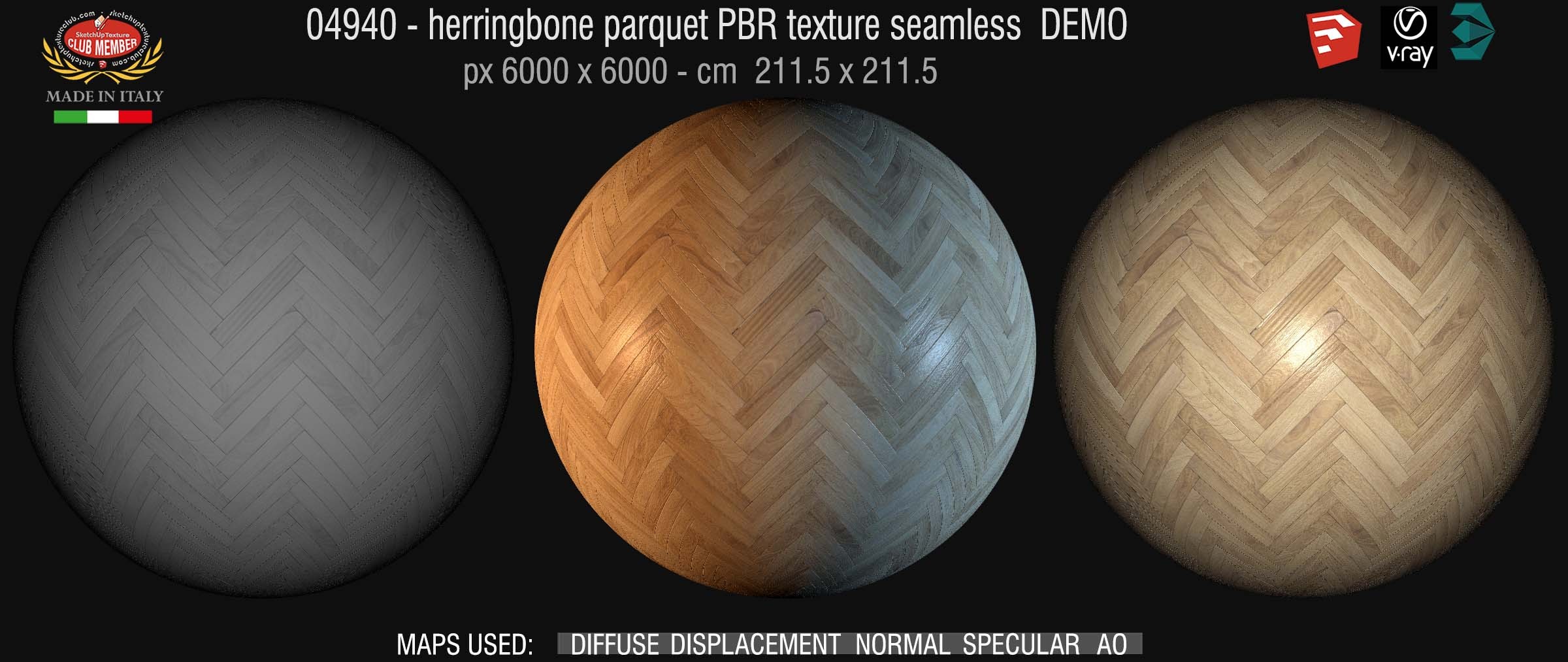 04940 Herringbone parquet PBR texture seamless DEMO