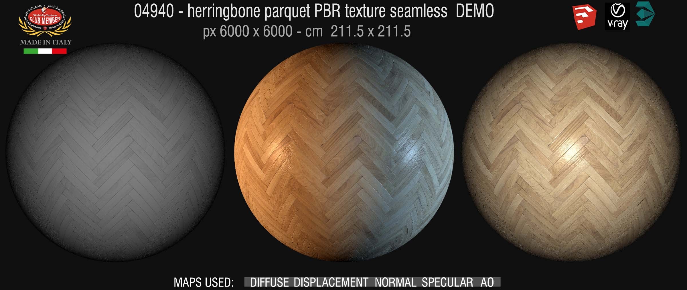 04940 Herringbone parquet PBR texture seamless DEMO