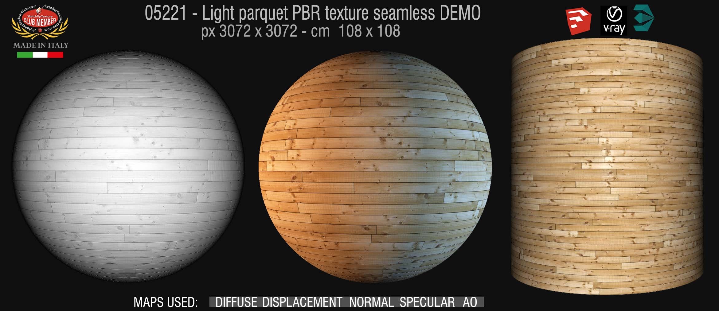 05221 Light parquet PBR texture seamless DEMO