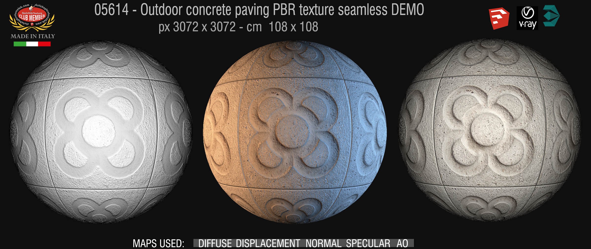 05614 Outdoor concrete paving PBR texture seamless DEMO