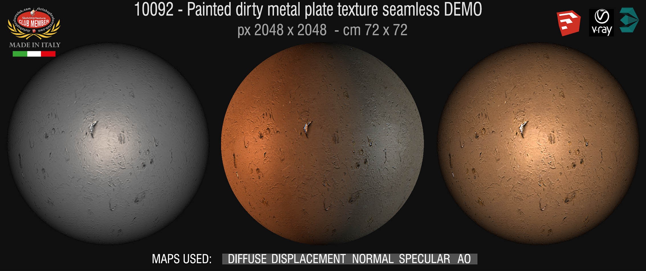 100092 Painted dirty metal texture seamless + maps DEMO