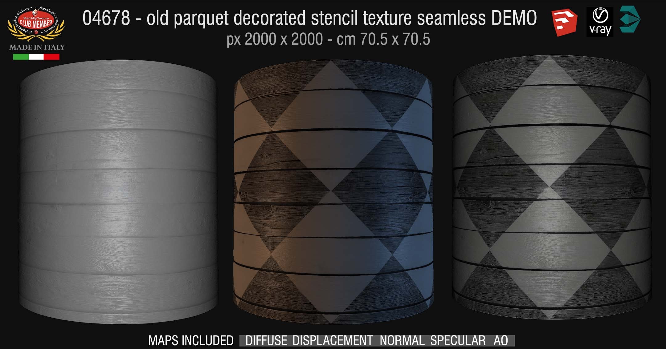 04678 HR Parquet decorated stencil texture seamless + maps DEMO