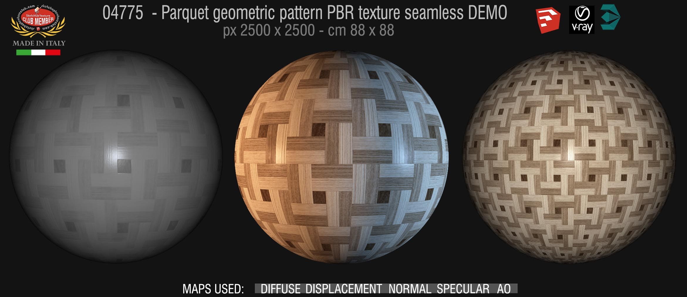 04775 Parquet geometric pattern PBR texture seamless DEMO