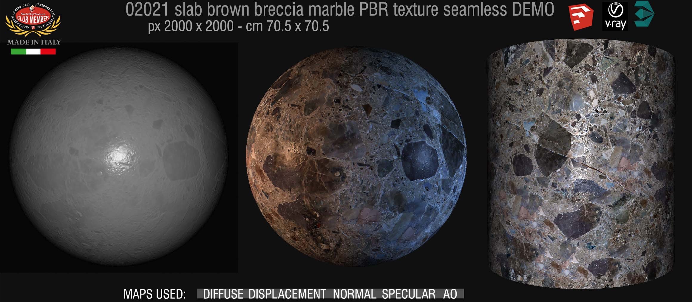 02021 slab brown breccia marble PBR texture seamless DEMO