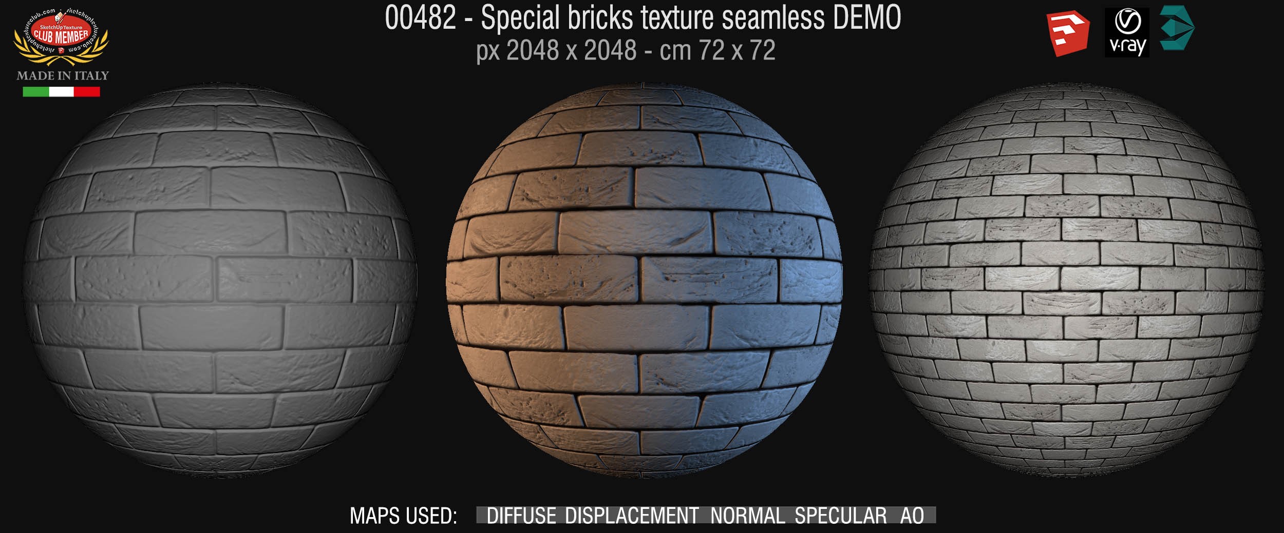 00482 Special bricks texture seamless + maps DEMO