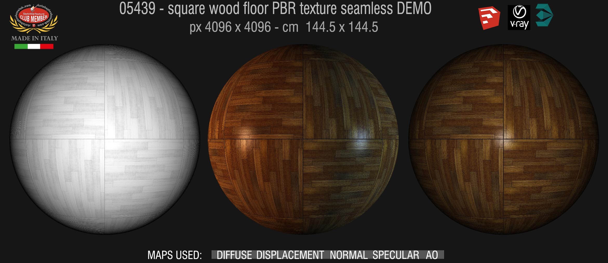 05439 Wood flooring square PBR texture seamless DEMO