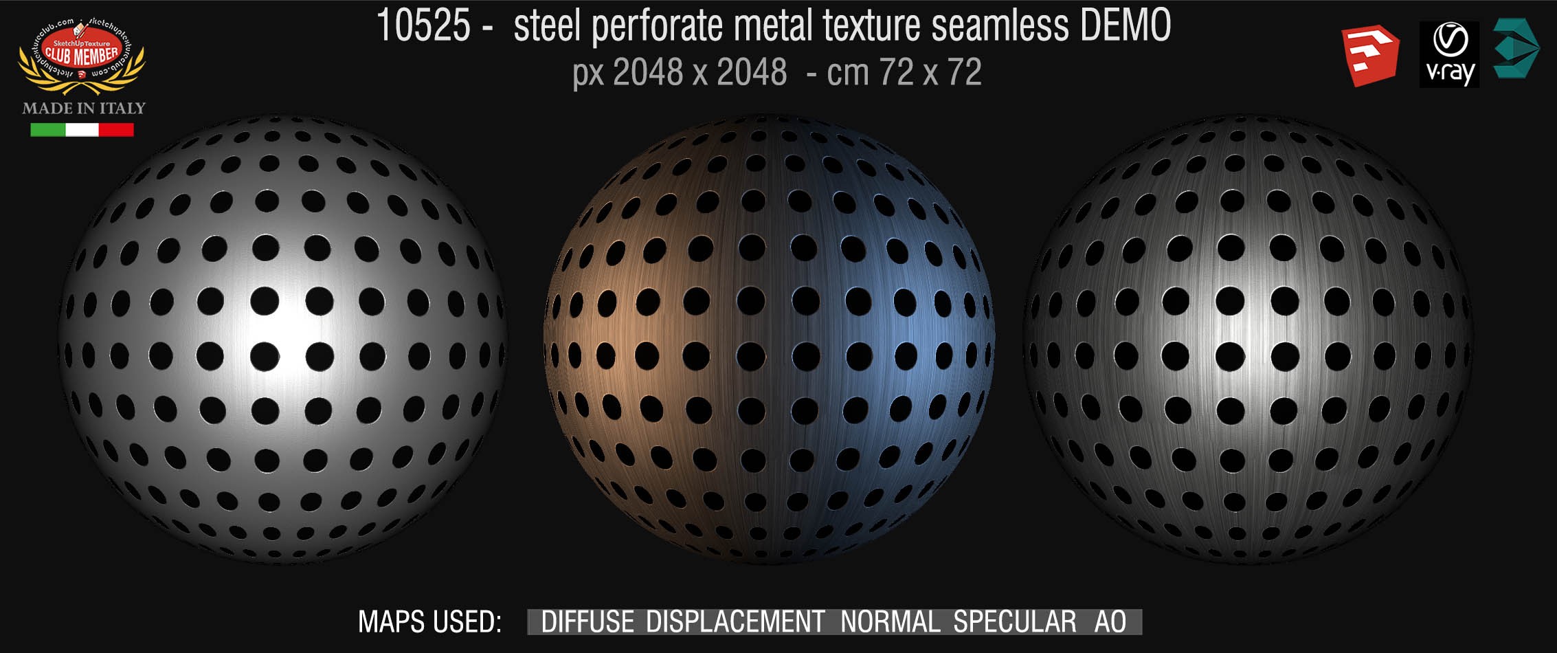 10525 HR Steel perforate metal texture seamless + maps DEMO