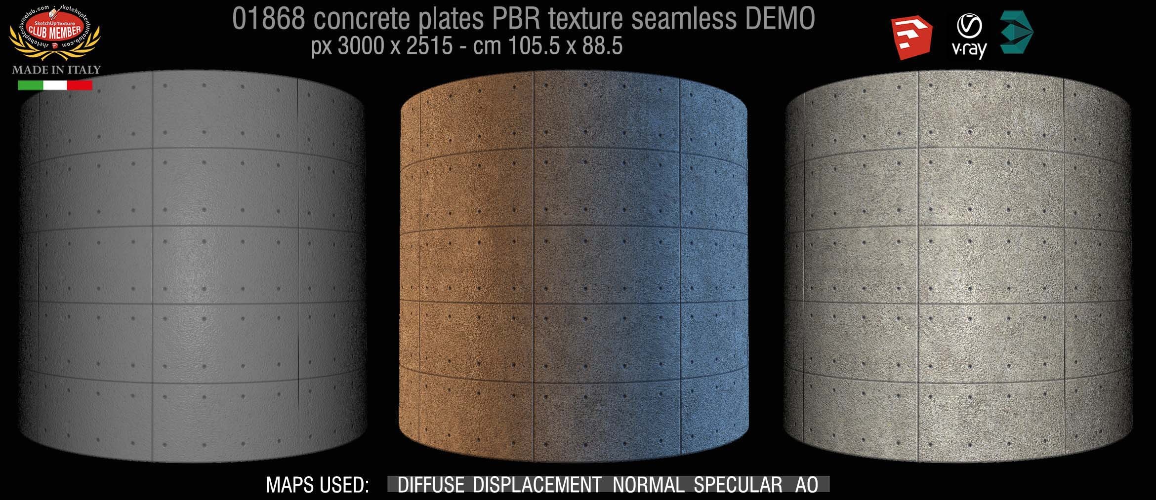 01868 Tadao Ando concrete plates PBR texture seamless DEMO