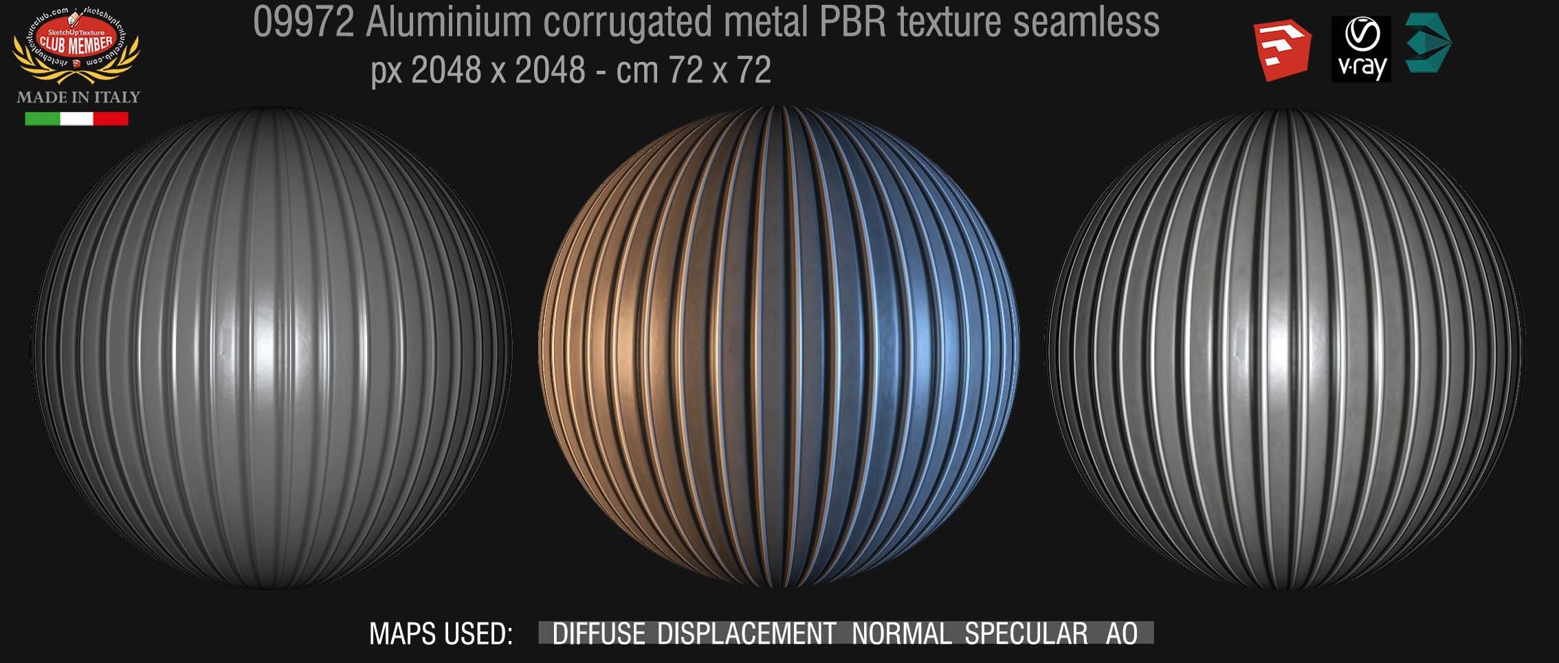 09972 Aluminiun corrugated metal PBR texture seamless DEMO
