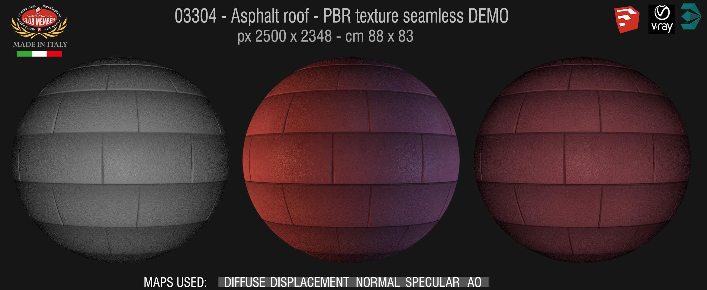 03304 Asphalt roof PBR texture seamless DEMO