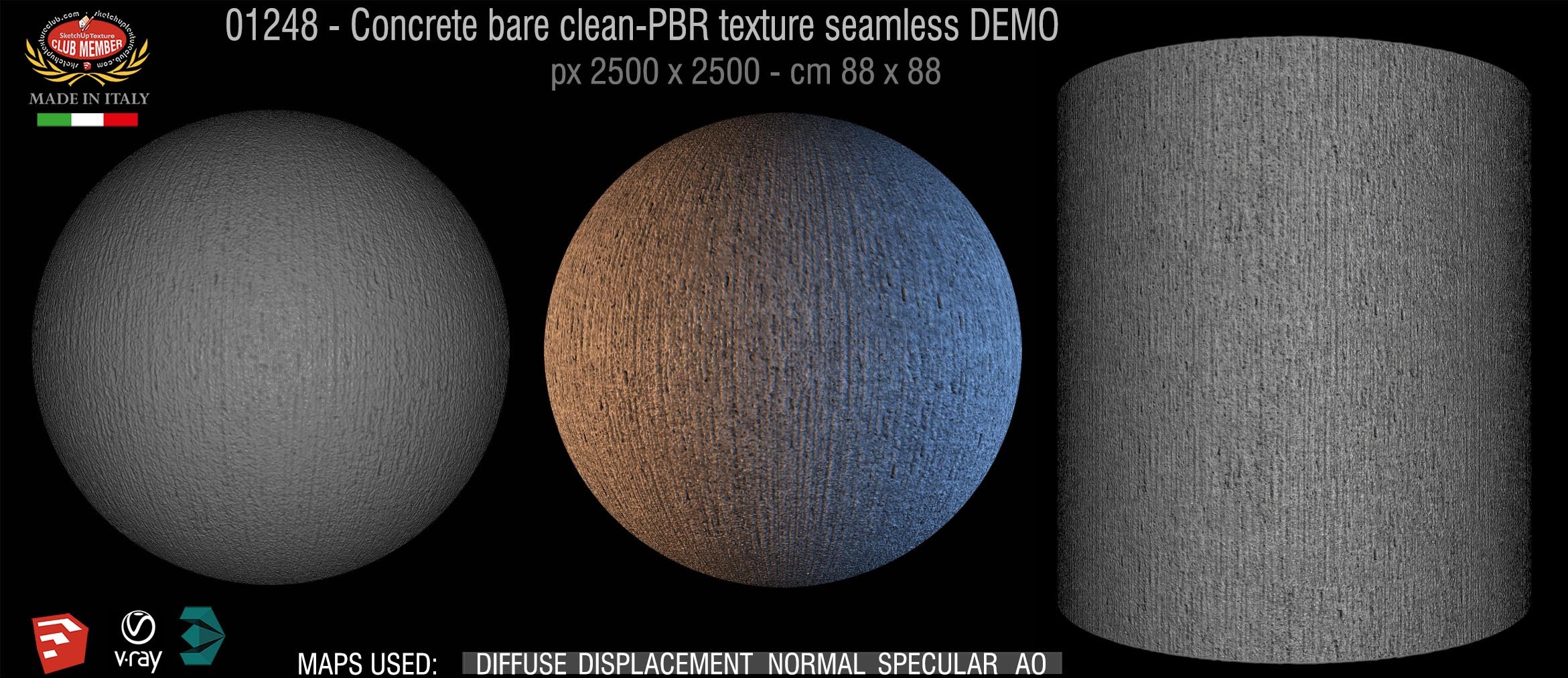 01248 Concrete bare clean-PBR texture seamless DEMO