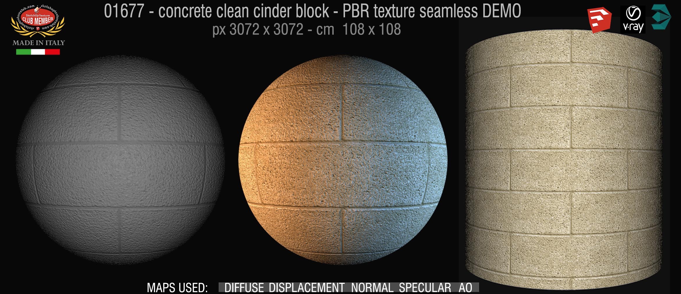 01677 concrete clean cinder block PBR texture seamless DEMO