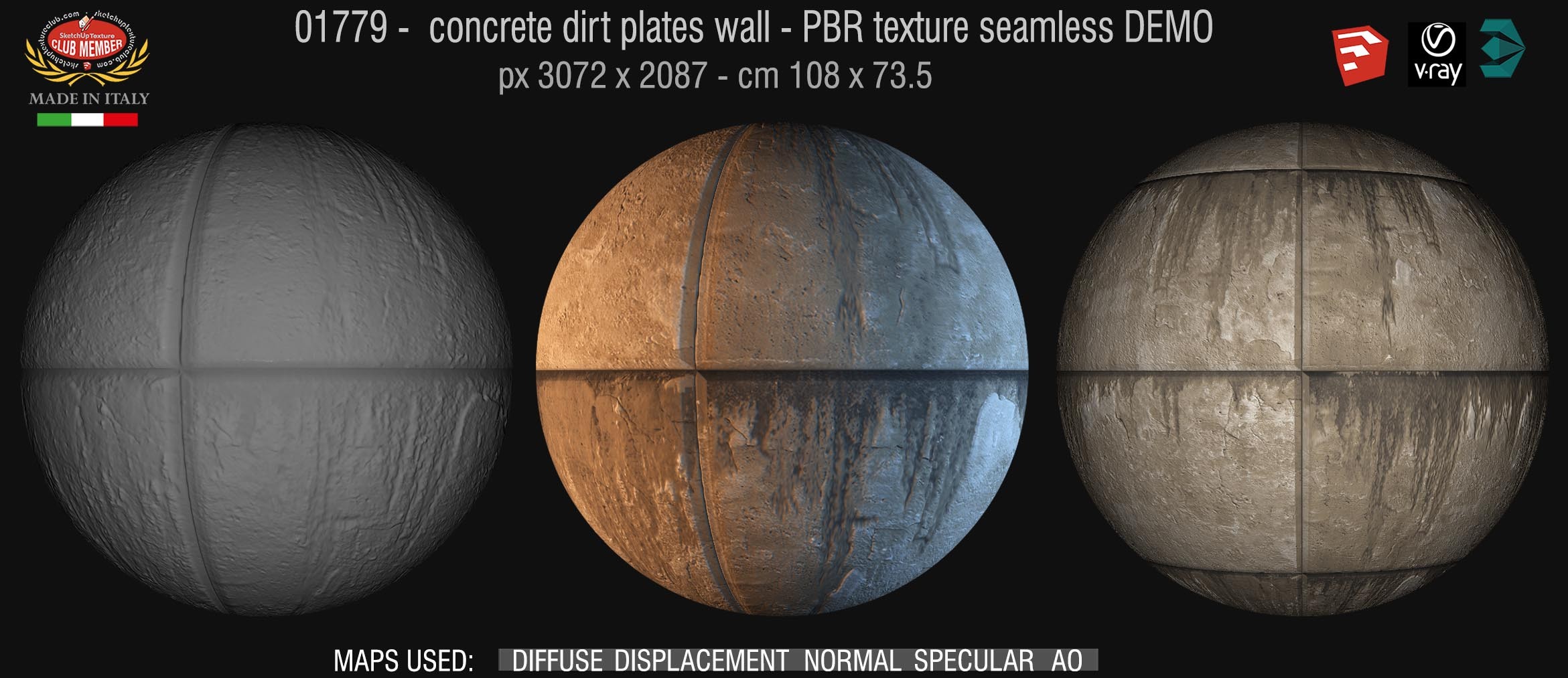 01779  concrete dirt plates wall PBR texture seamless DEMO