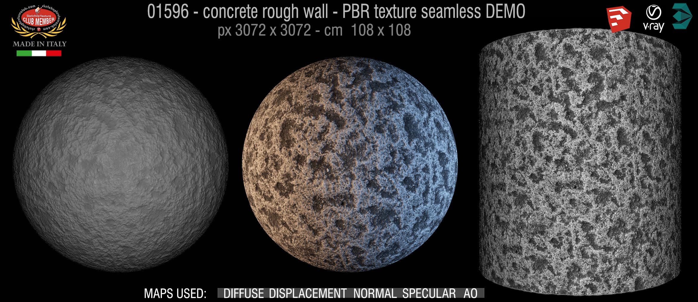 01596 concrete rough wall PBR texture seamless DEMO