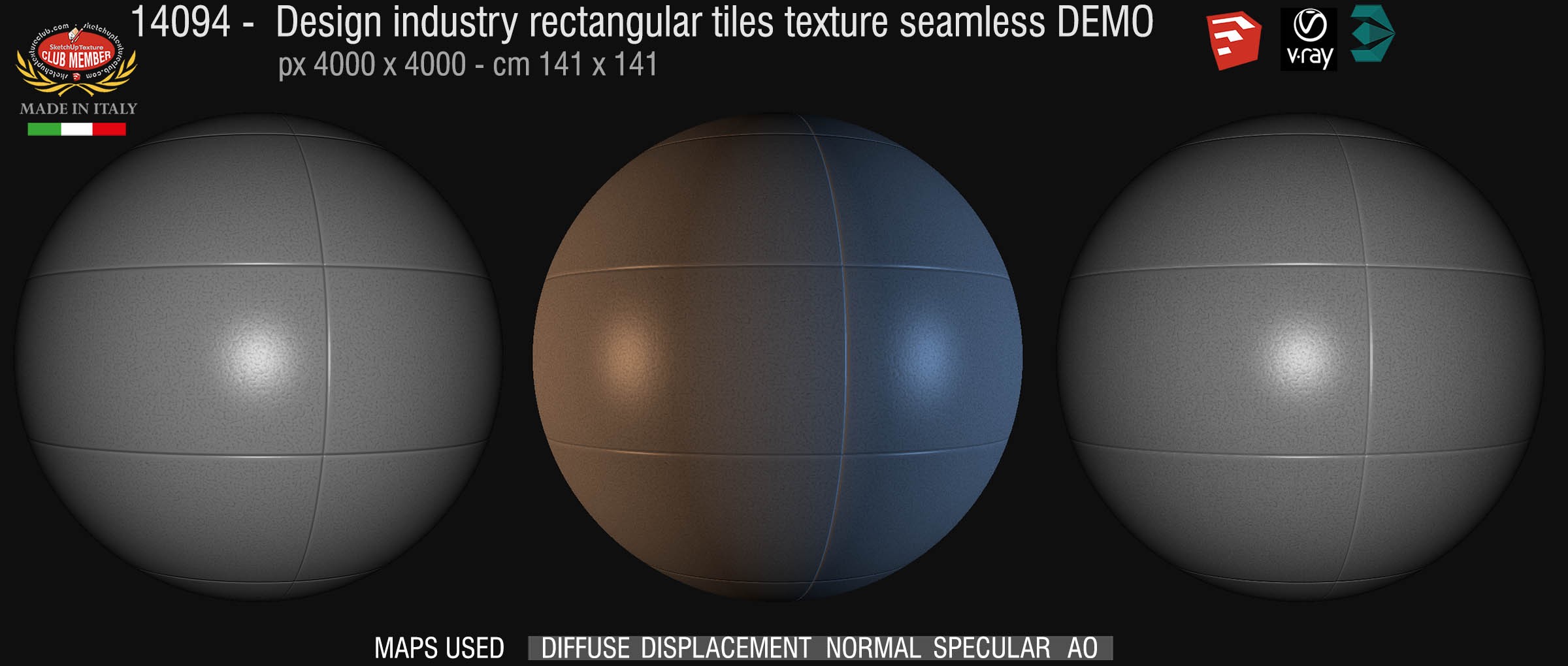 14094 Design industry rectangular tile texture seamless + maps DEMO