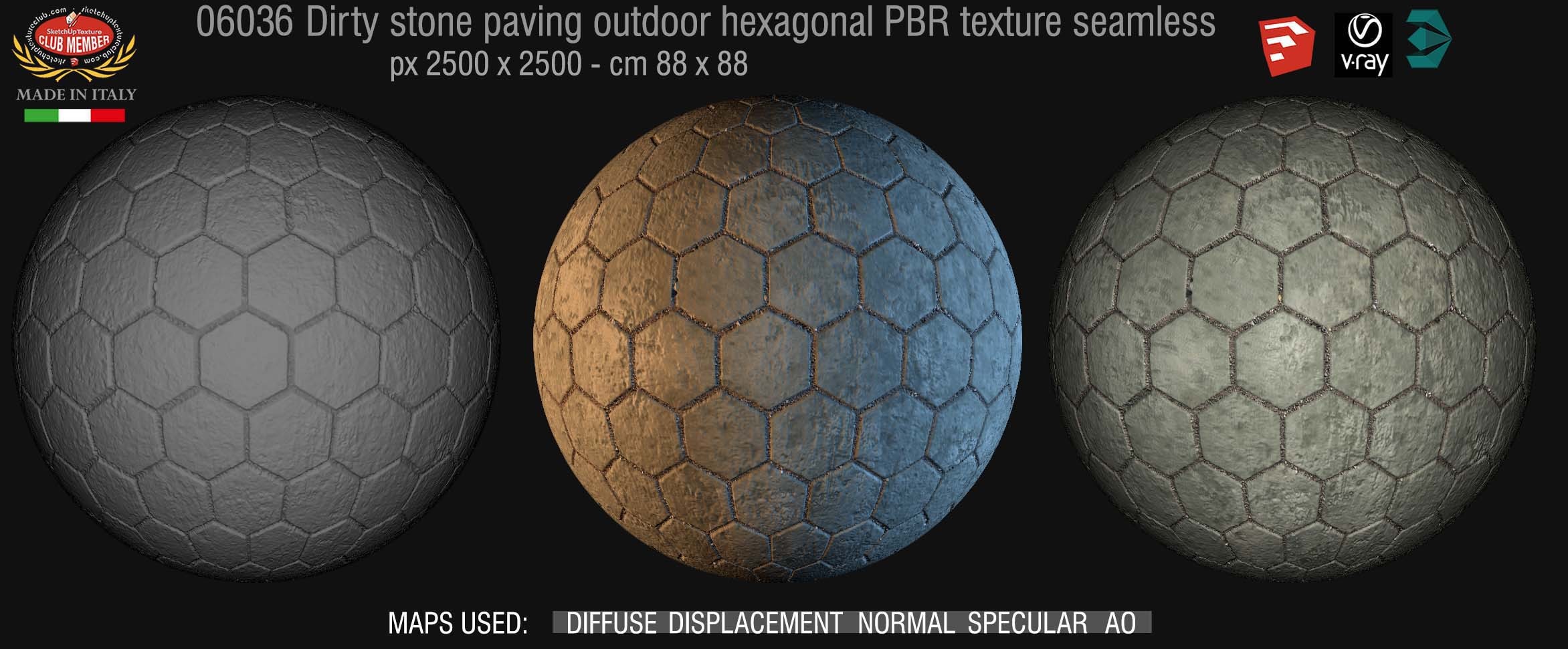 06036 dirty stone paving outdoor hexagonal PBR texture seamless DEMO