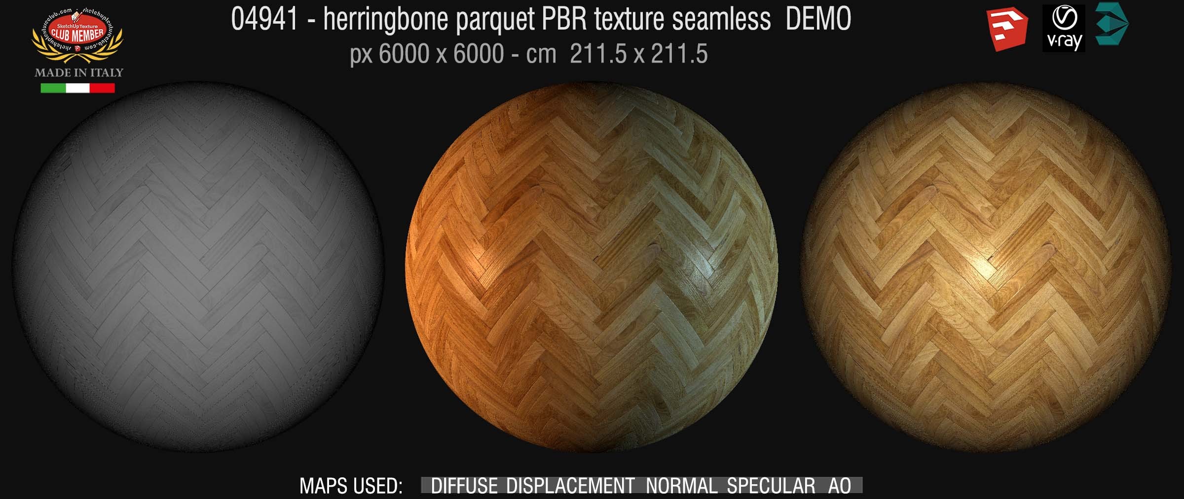 04941 Herringbone parquet PBR texture seamless DEMO