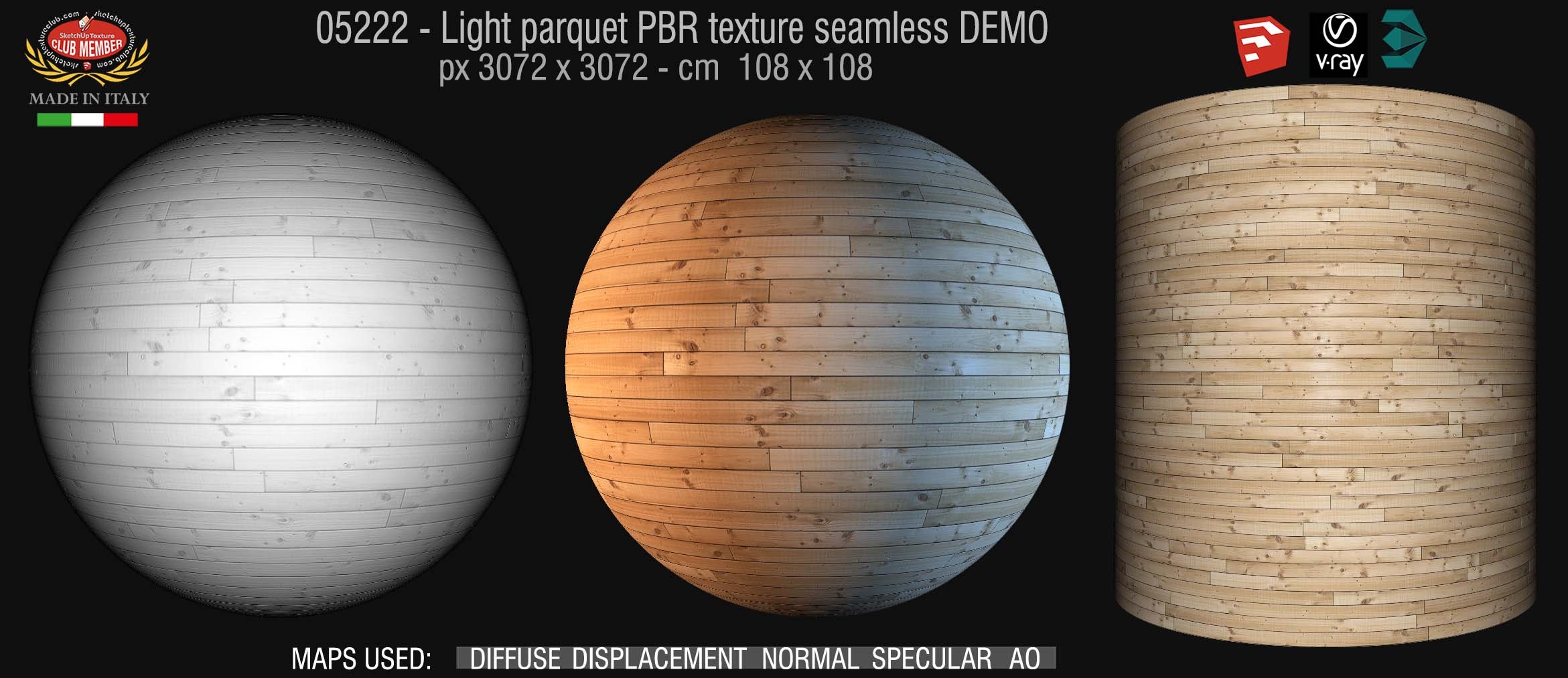 05222 Light parquet PBR texture seamless DEMO