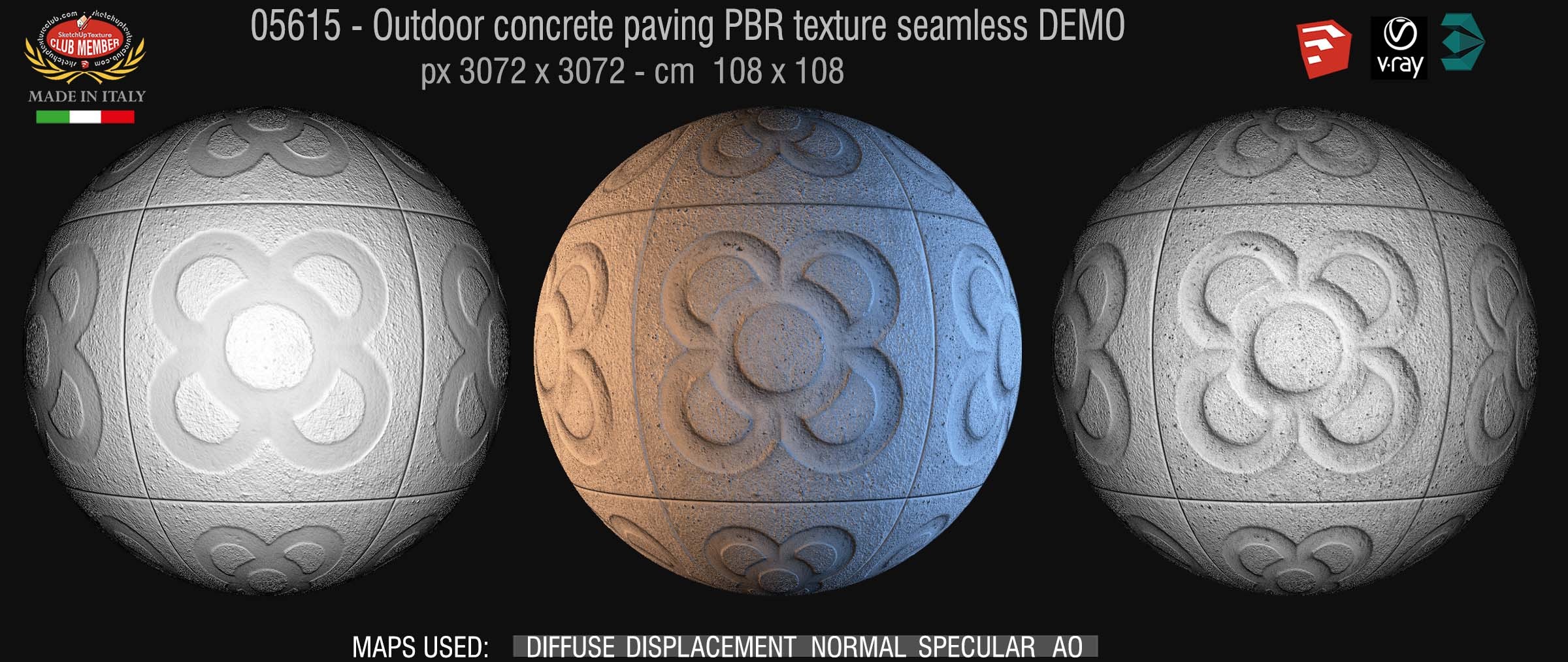 05615 Outdoor concrete paving PBR texture seamless DEMO