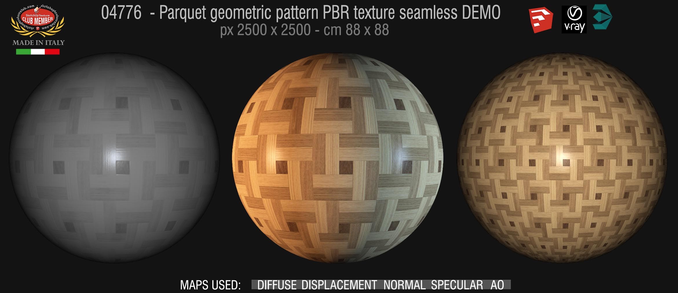 04776 Parquet geometric pattern PBR texture seamless DEMO