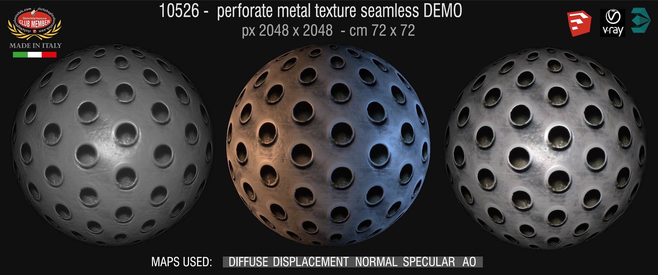 10526 HR Perforate metal texture seamless + maps DEMO