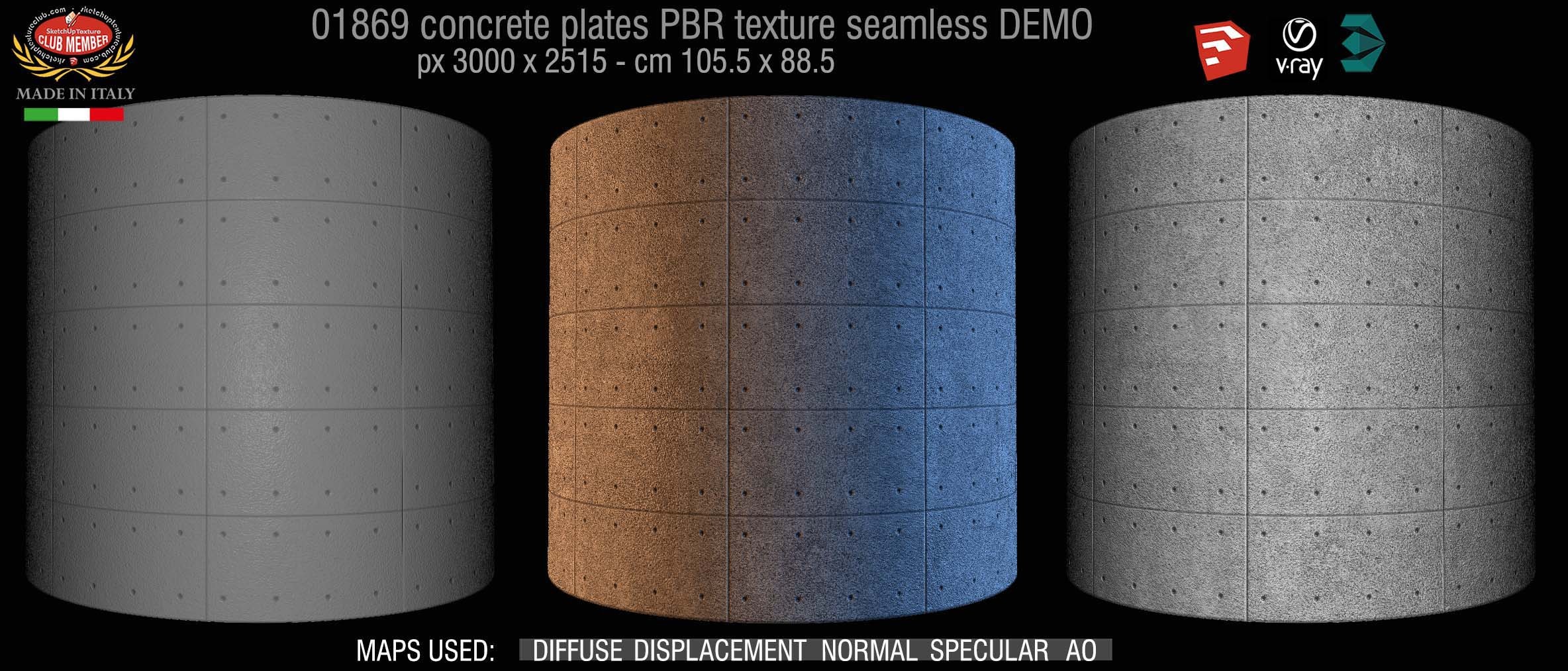 01869 Tadao Ando concrete plates PBR texture seamless DEMO