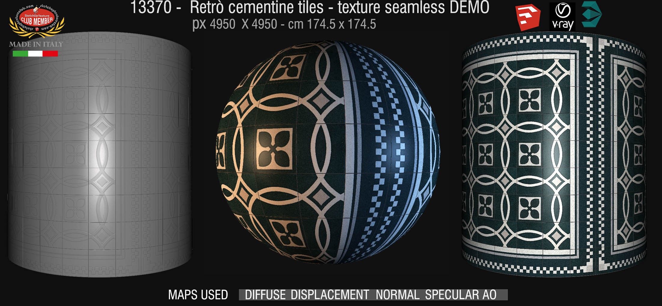 13370 retrò cementine tiles - texture seamless + maps DEMO