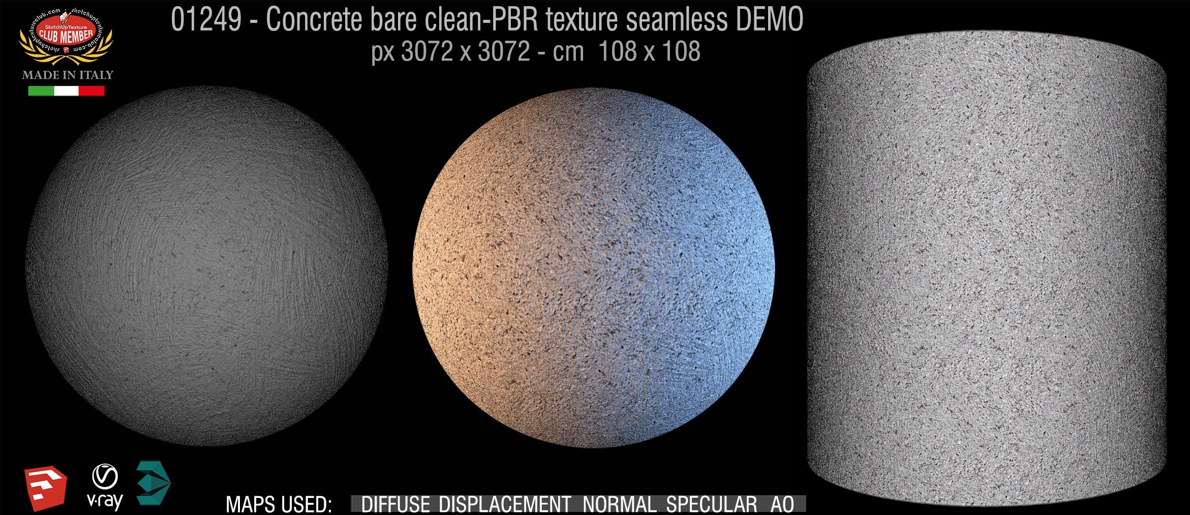 01249 Concrete bare clean-PBR texture seamless DEMO