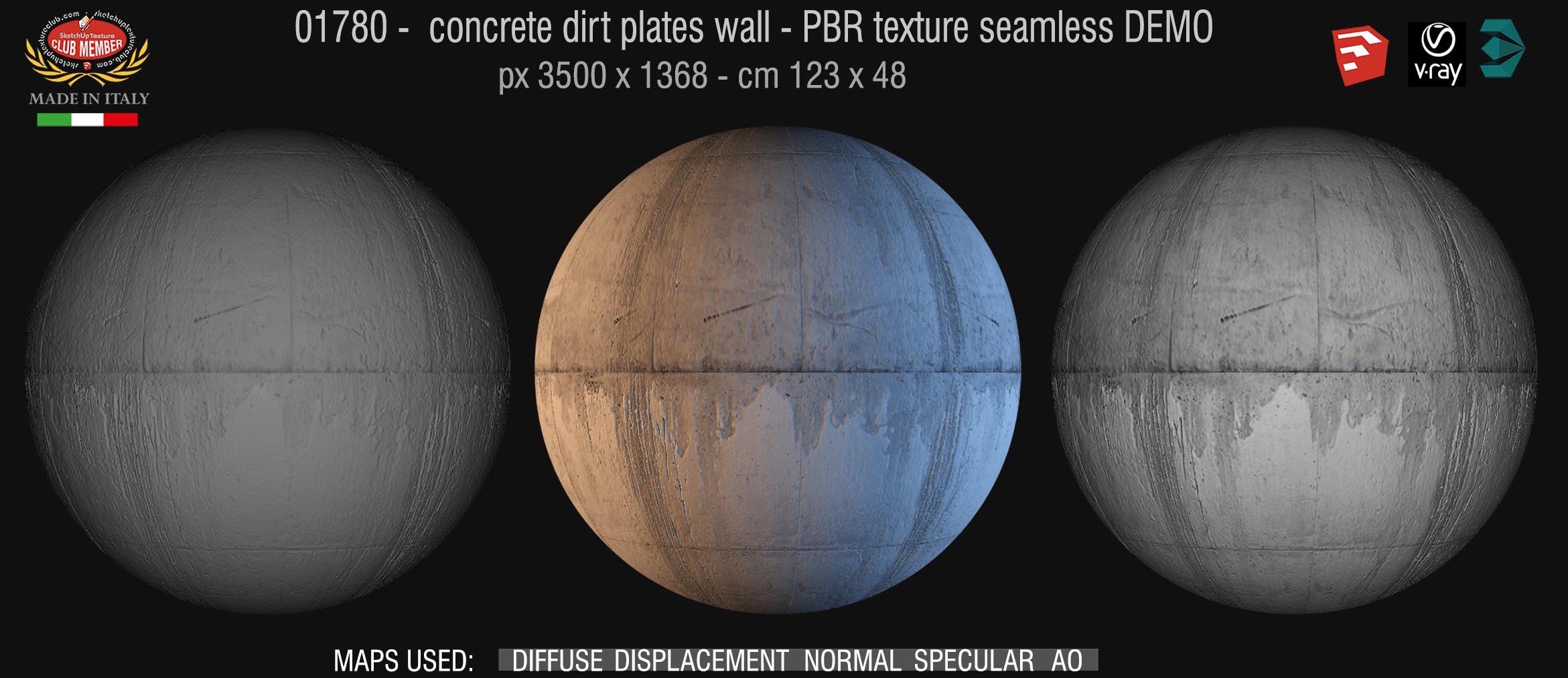 01780 concrete dirt plates wall PBR texture seamless DEMO