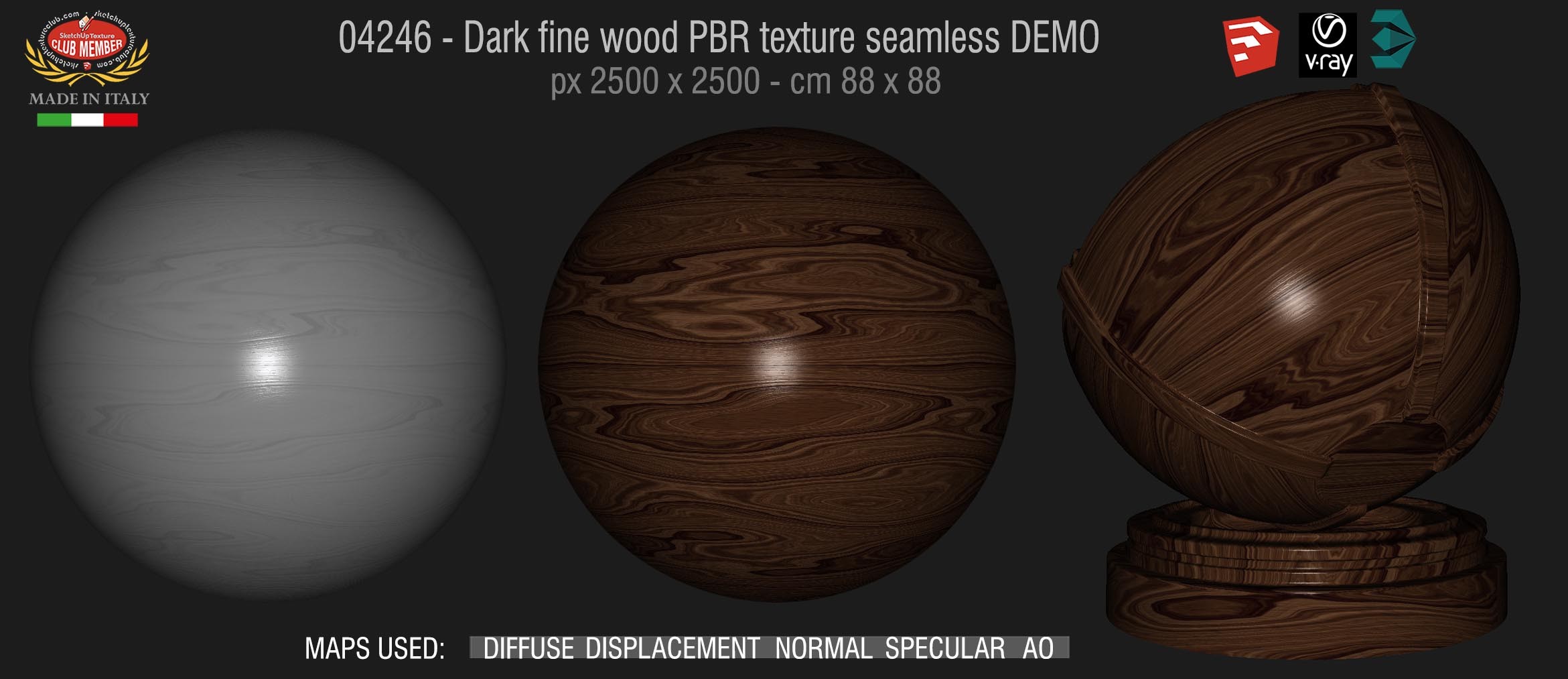 04246 Dark fine wood PBR texture seamless DEMO
