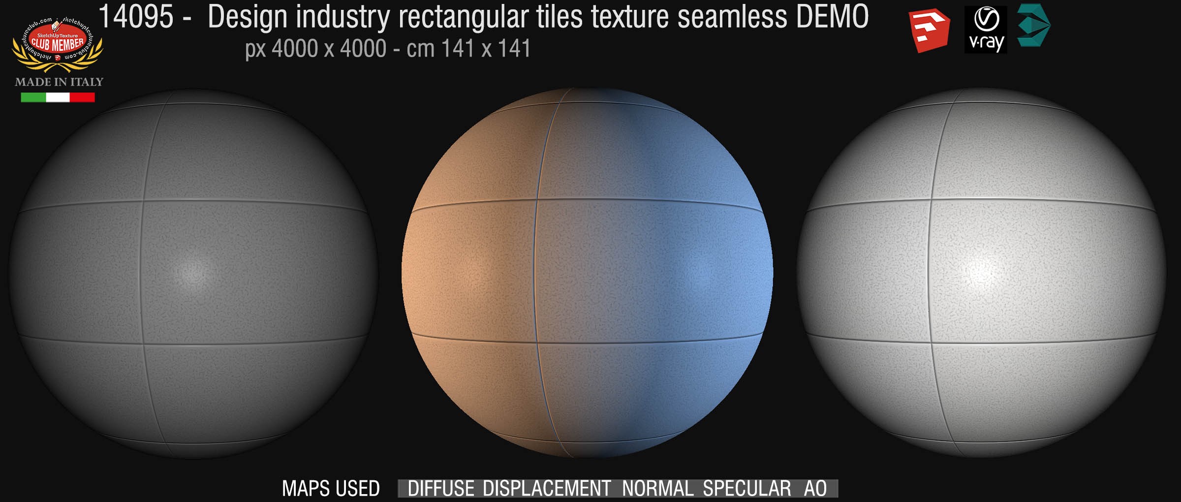 14095 Design industry rectangular tile texture seamless + maps DEMO