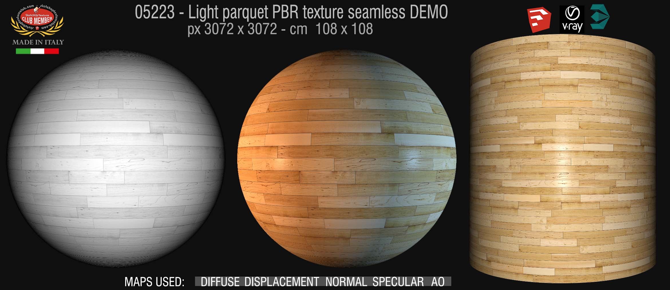 05223 Light parquet PBR texture seamless DEMO