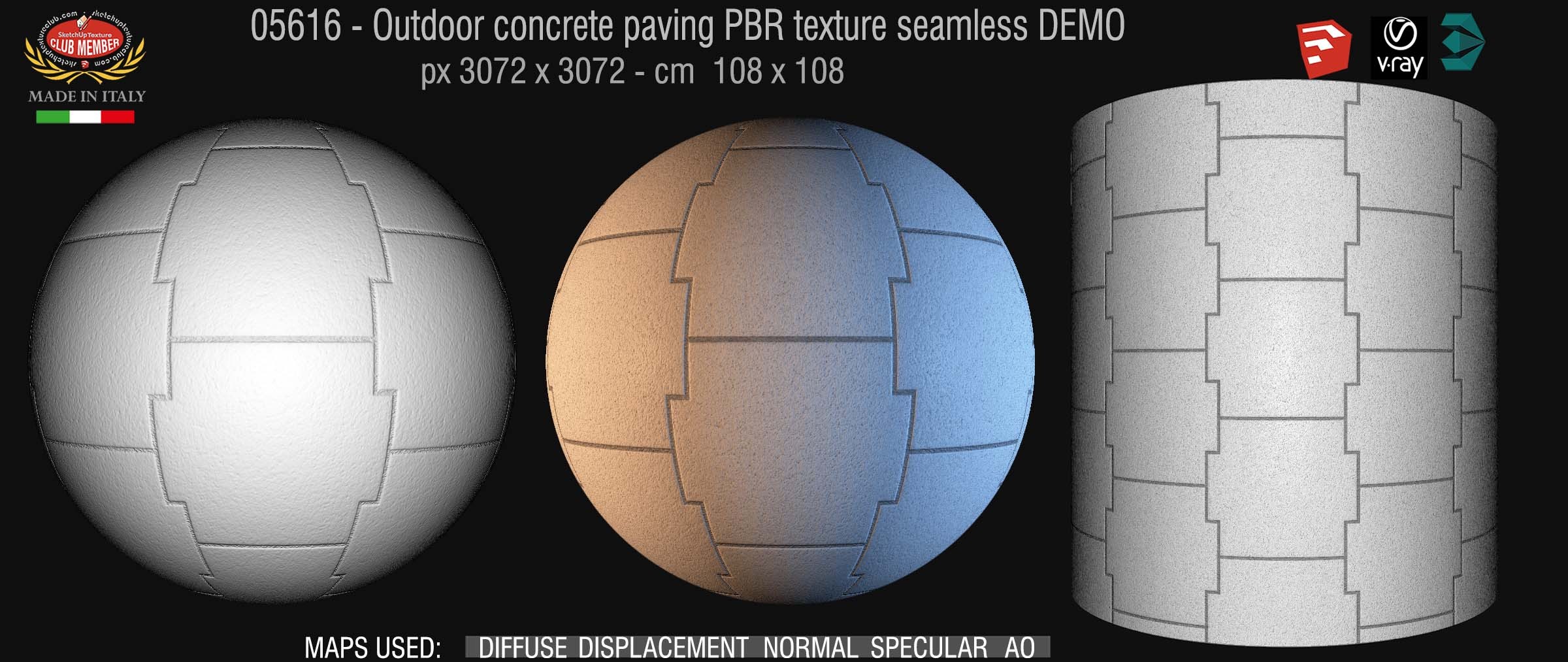 05616 Outdoor concrete paving PBR texture seamless DEMO