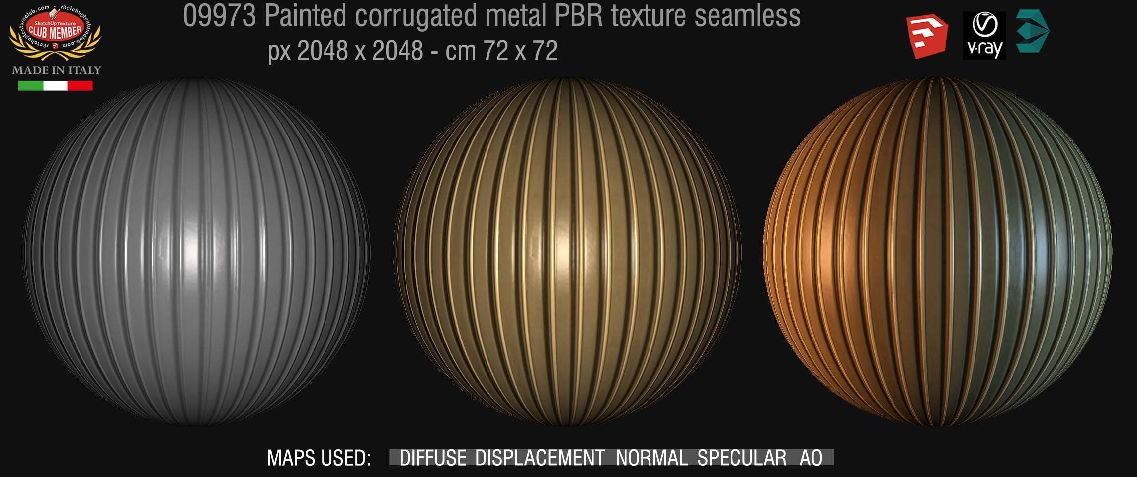 09973 Painted corrugated metal PBR texture seamless DEMO